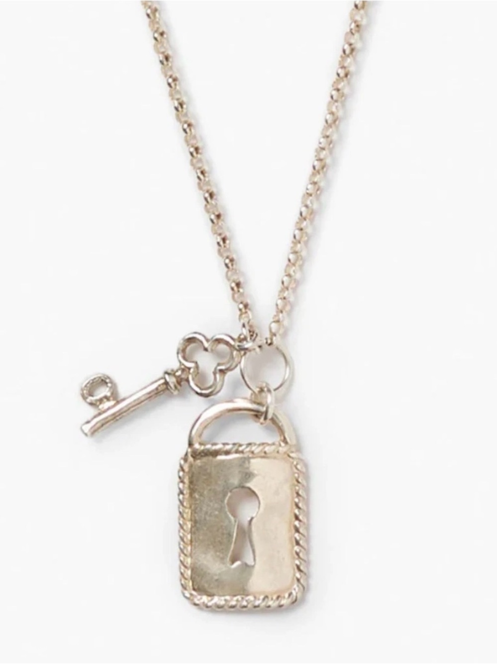 NWT Chan Luu Silver  Padlock and Key Pendant Necklace with gift box